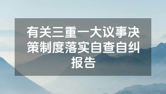 有关三重一大议事决策制度落实自查自纠报告