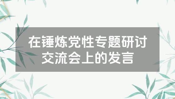 在锤炼党性专题研讨交流会上的发言