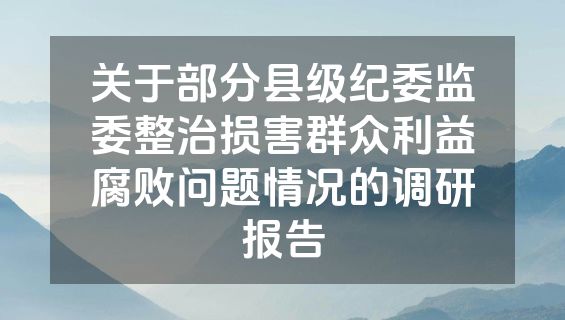 关于部分县级纪委监委整治损害群众利益腐败问题情况的调研报告