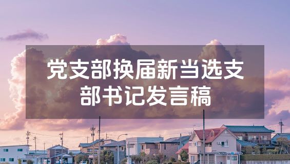 党支部换届新当选支部书记发言稿
