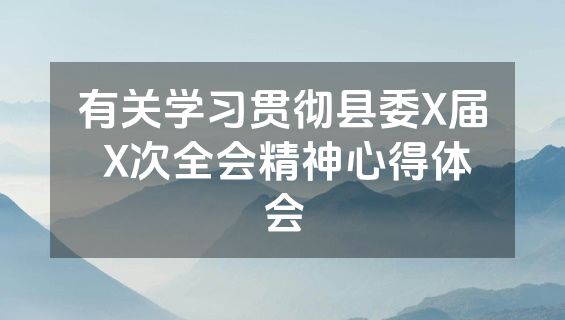 有关学习贯彻县委X届 X次全会精神心得体会