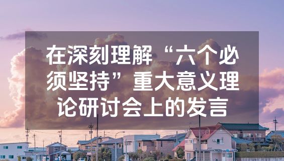 在深刻理解“六个必须坚持”重大意义理论研讨会上的发言