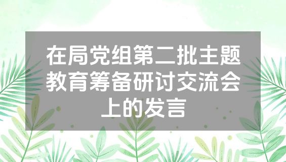 在局党组第二批主题教育筹备研讨交流会上的发言