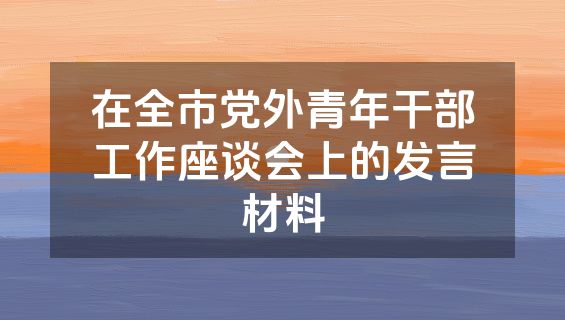 在全市党外青年干部工作座谈会上的发言材料