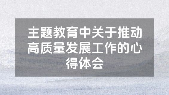 主题教育中关于推动高质量发展工作的心得体会