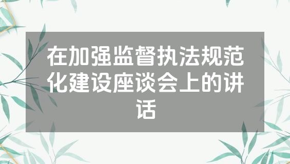 在加强监督执法规范化建设座谈会上的讲话