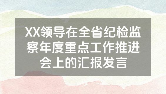 XX领导在全省纪检监察年度重点工作推进会上的汇报发言