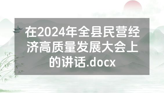 在2024年全县民营经济高质量发展大会上的讲话.docx