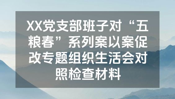 XX党支部班子对“五粮春”系列案以案促改专题组织生活会对照检查材料