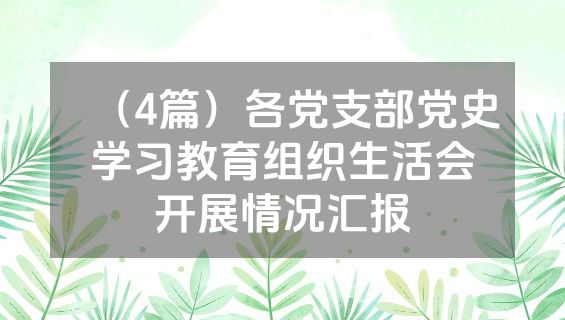 （4篇）各党支部党史学习教育组织生活会开展情况汇报
