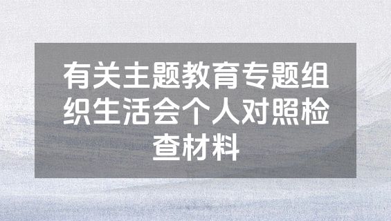 有关主题教育专题组织生活会个人对照检查材料