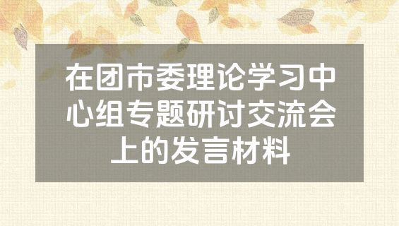 在团市委理论学习中心组专题研讨交流会上的发言材料