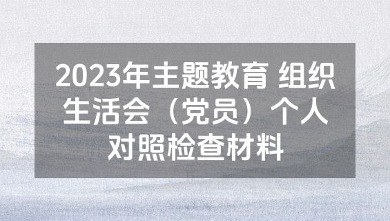 2023年主题教育 组织生活会（党员）个人对照检查材料