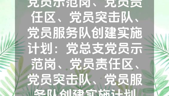 党员示范岗、党员责任区、党员突击队、党员服务队创建实施计划：党总支党员示范岗、党员责任区、党员突击队、党员服务队创建实施计划