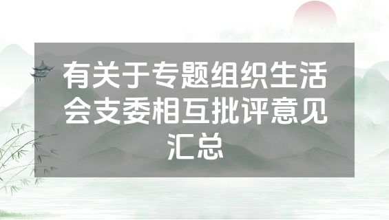 有关于专题组织生活会支委相互批评意见汇总