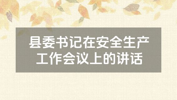 县委书记在安全生产工作会议上的讲话