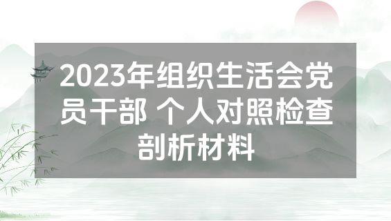 2023年组织生活会党员干部 个人对照检查剖析材料