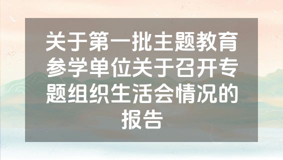 关于第一批主题教育参学单位关于召开专题组织生活会情况的报告