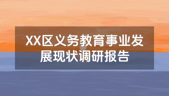 XX区义务教育事业发展现状调研报告