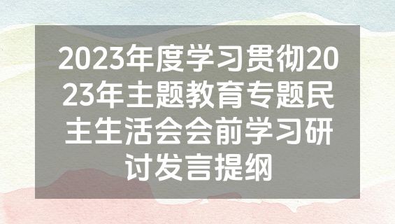 2023年度学习贯彻2023年主题教育专题民主生活会会前学习研讨发言提纲