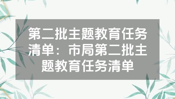 第二批主题教育任务清单：市局第二批主题教育任务清单