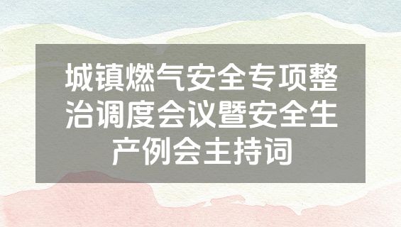 城镇燃气安全专项整治调度会议暨安全生产例会主持词
