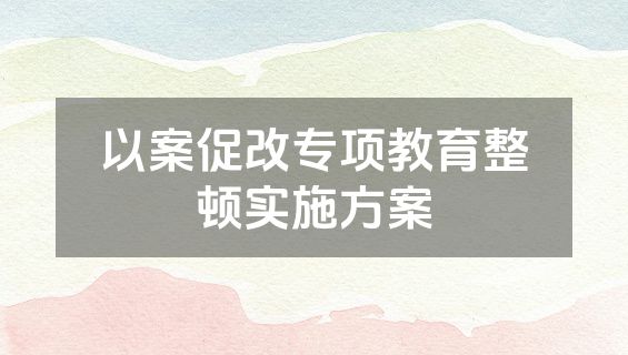 以案促改专项教育整顿实施方案
