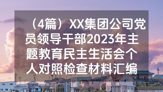 （4篇）XX集团公司党员领导干部2023年主题教育民主生活会个人对照检查材料汇编