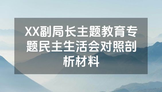 XX副局长主题教育专题民主生活会对照剖析材料
