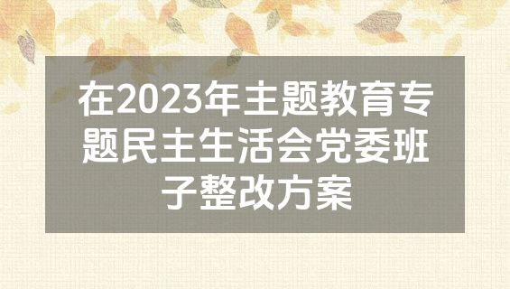 在2023年主题教育专题民主生活会党委班子整改方案
