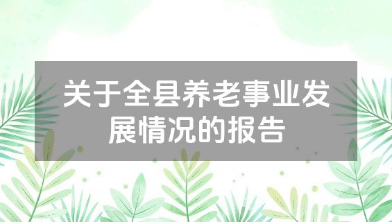关于全县养老事业发展情况的报告