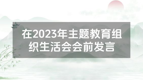 在2023年主题教育组织生活会会前发言