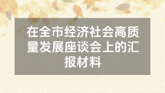 在全市经济社会高质量发展座谈会上的汇报材料