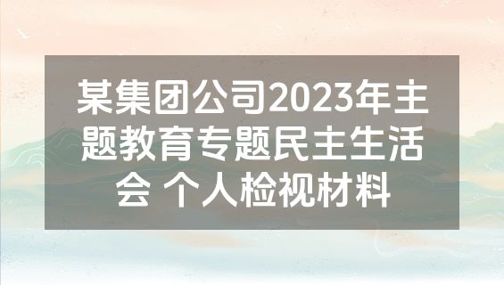 某集团公司2023年主题教育专题民主生活会 个人检视材料