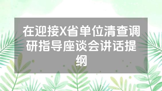 在迎接X省单位清查调研指导座谈会讲话提纲