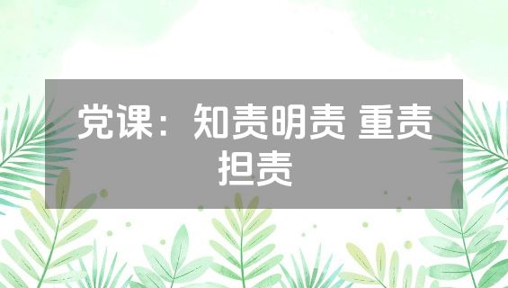 党课：知责明责 重责担责