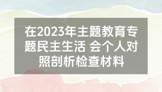 在2023年主题教育专题民主生活 会个人对照剖析检查材料