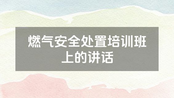 燃气安全处置培训班上的讲话