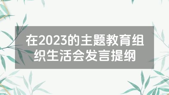 在2023的主题教育组织生活会发言提纲