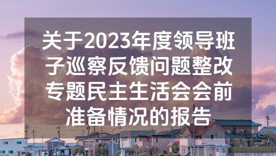关于2023年度领导班子巡察反馈问题整改专题民主生活会会前准备情况的报告