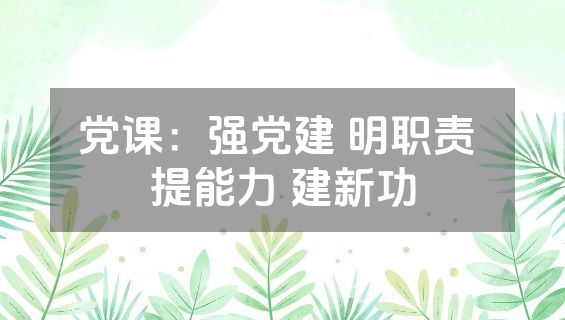 党课：强党建 明职责 提能力 建新功