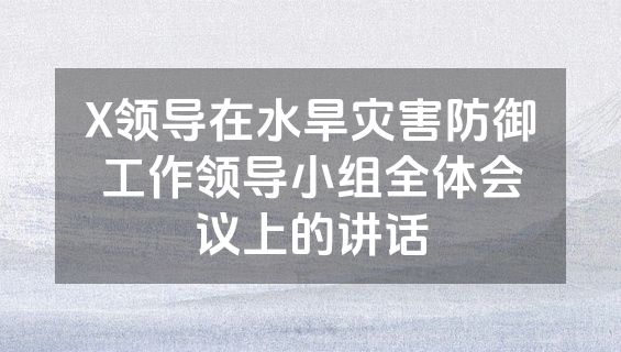 X领导在水旱灾害防御工作领导小组全体会议上的讲话