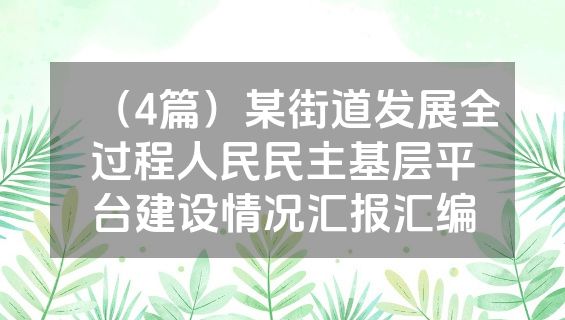 （4篇）某街道发展全过程人民民主基层平台建设情况汇报汇编