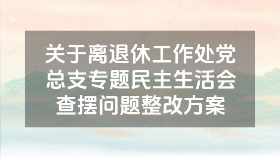 关于离退休工作处党总支专题民主生活会查摆问题整改方案