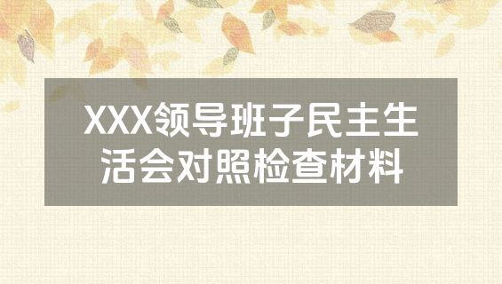 XXX领导班子民主生活会对照检查材料