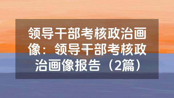 领导干部考核政治画像：领导干部考核政治画像报告（2篇）