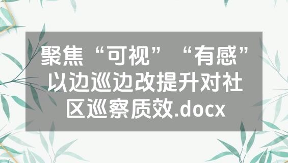 聚焦“可视”“有感”以边巡边改提升对社区巡察质效.docx