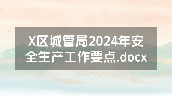 X区城管局2024年安全生产工作要点.docx