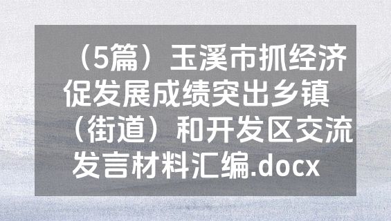 （5篇）玉溪市抓经济促发展成绩突出乡镇（街道）和开发区交流发言材料汇编.docx