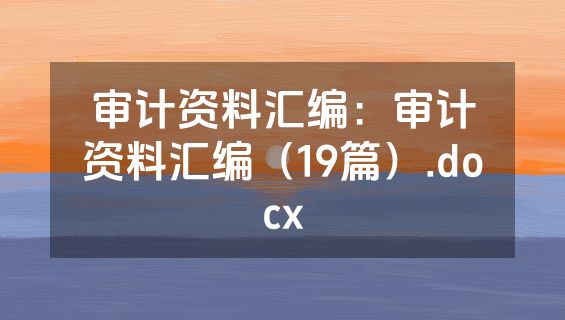 审计资料汇编：审计资料汇编（19篇）.docx